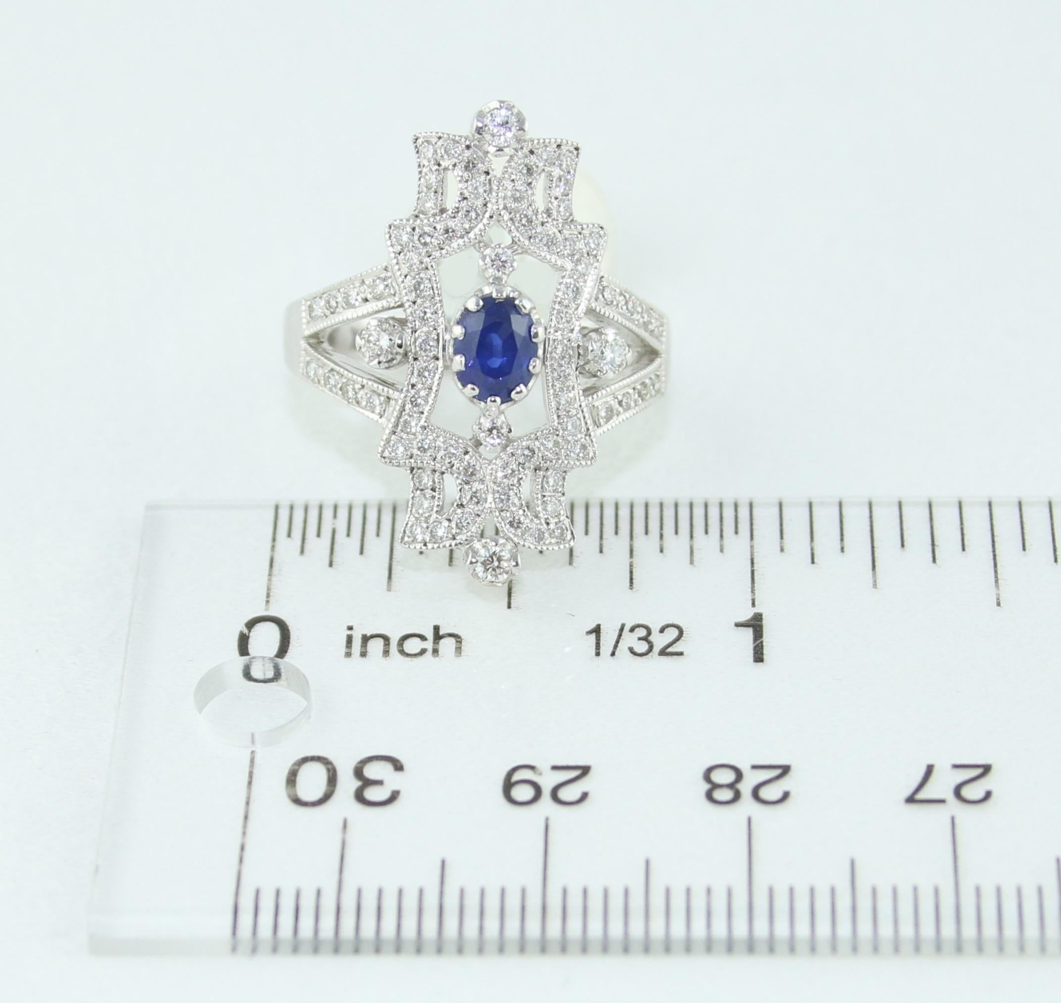 1.34 Carat Sapphire Diamond Gold Ring For Sale 1