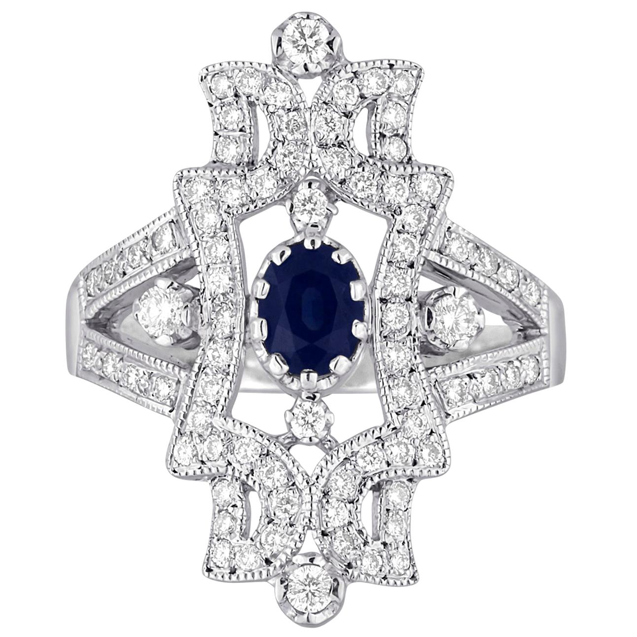 Anillo de oro con diamante y zafiro de 1,34 quilates en venta