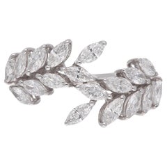 1,34 Karat SI Reinheit HI Farbe Marquise Diamant Blattring 18 Karat Weißgold