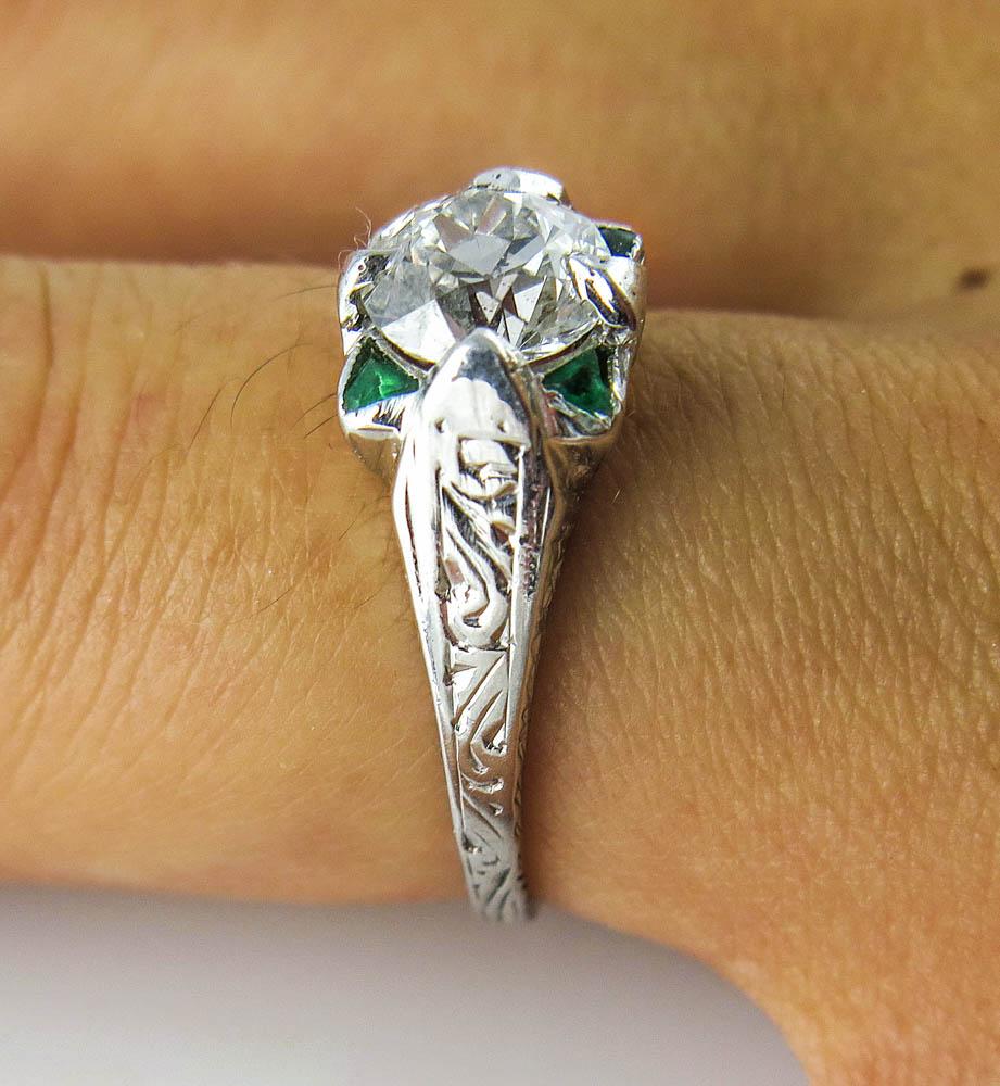 1.34 Quilates Solitario Antiguo Euro Diamante Alianza de Boda Oro Blanco EGL USA en venta 5