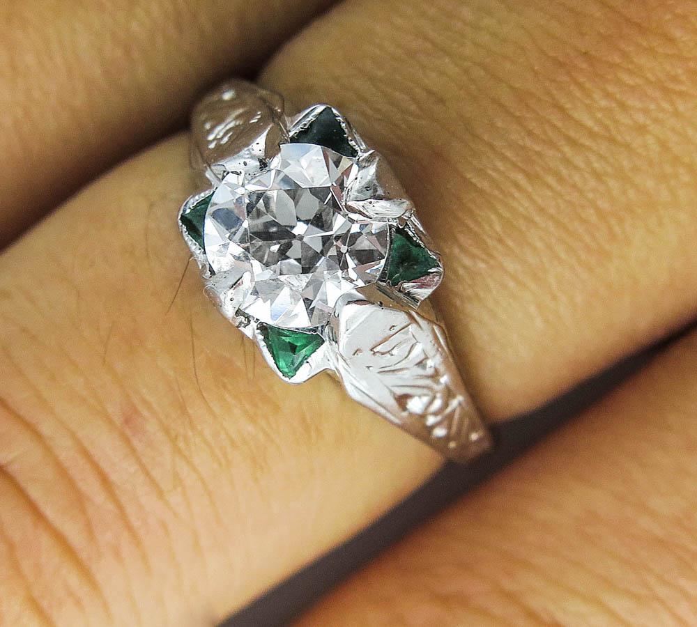 1.34 Quilates Solitario Antiguo Euro Diamante Alianza de Boda Oro Blanco EGL USA en venta 4