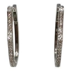 Créoles en or blanc 18 carats avec diamants ronds brillants de 1,34 carat.