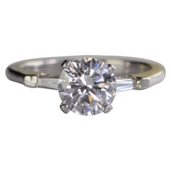 1.34 Carat Diamond Art Deco Solitaire Platinum Engagement Ring
