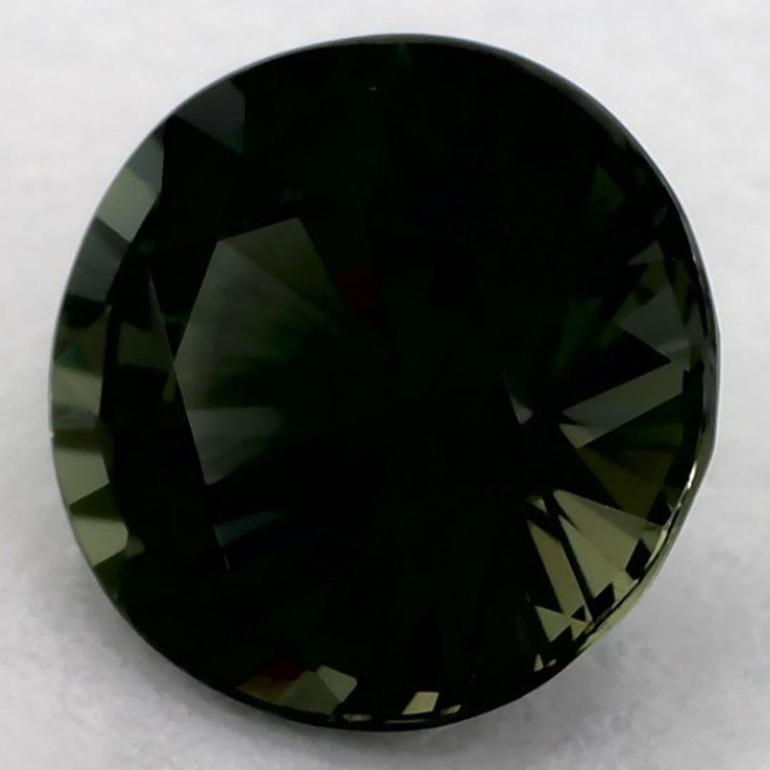 Taille ronde 1.34 Ct Green Sapphire Round Loose Gemstone (Saphir vert rond en vrac) en vente