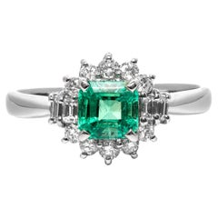 1.34 ct Natural Emerald and White Diamonds Ring - No Reserve Price