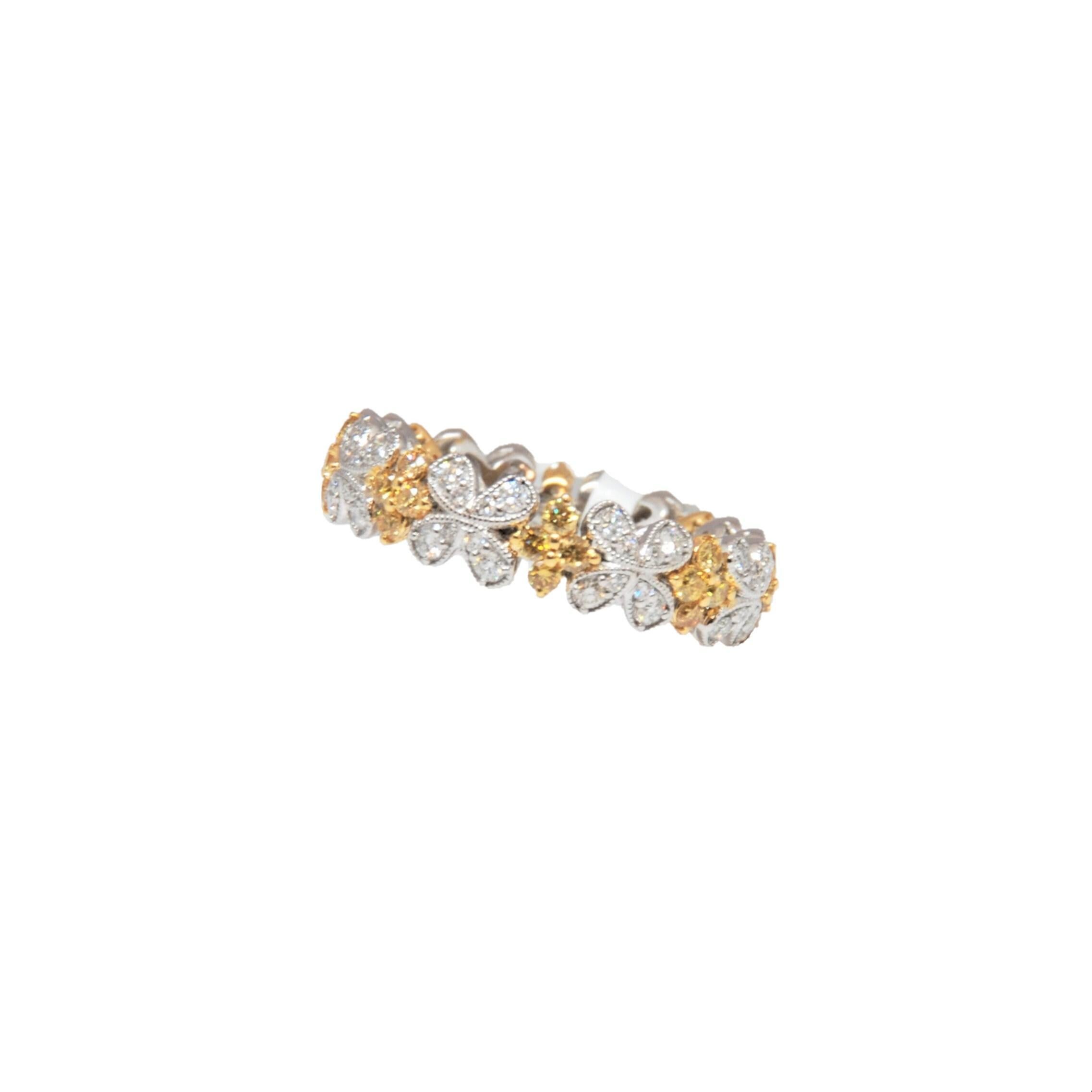 This stunning diamond band features 96 diamonds weighing 1.34 ct. The diamonds boast a color of F/G and VS1 in clarity.