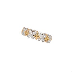 1,34 Karat Gelber & Weißer Blumenförmiger Diamant-Eternity-Ring