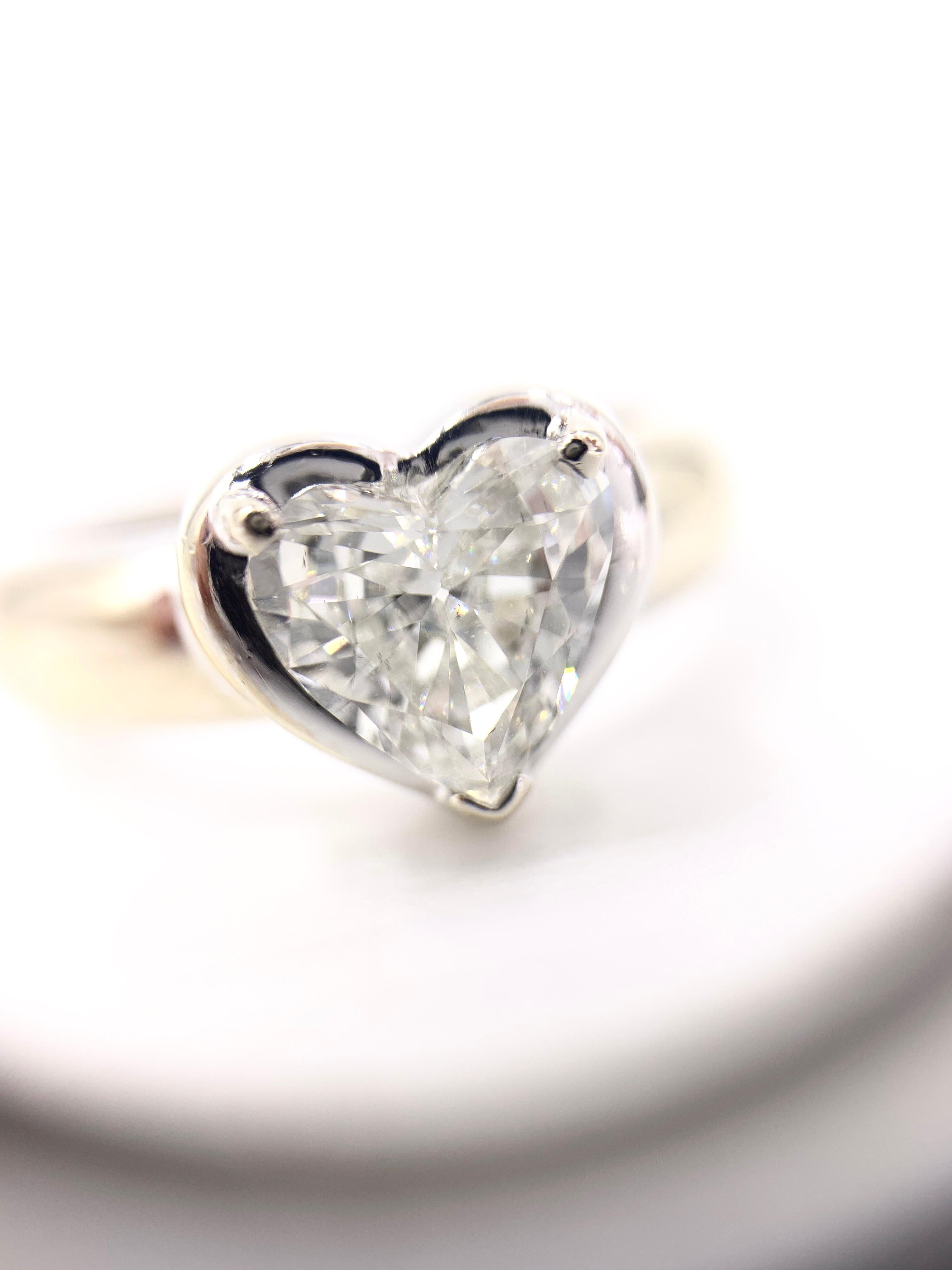 1.34 Heart Shape Diamond White Gold Solitaire Ring 4