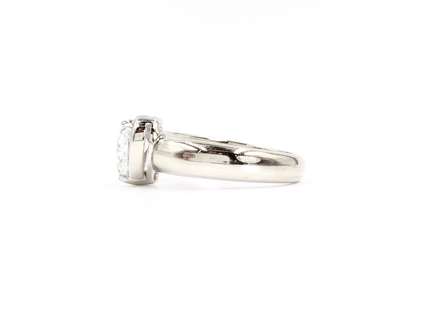 1.34 Heart Shape Diamond White Gold Solitaire Ring In Good Condition In Pikesville, MD