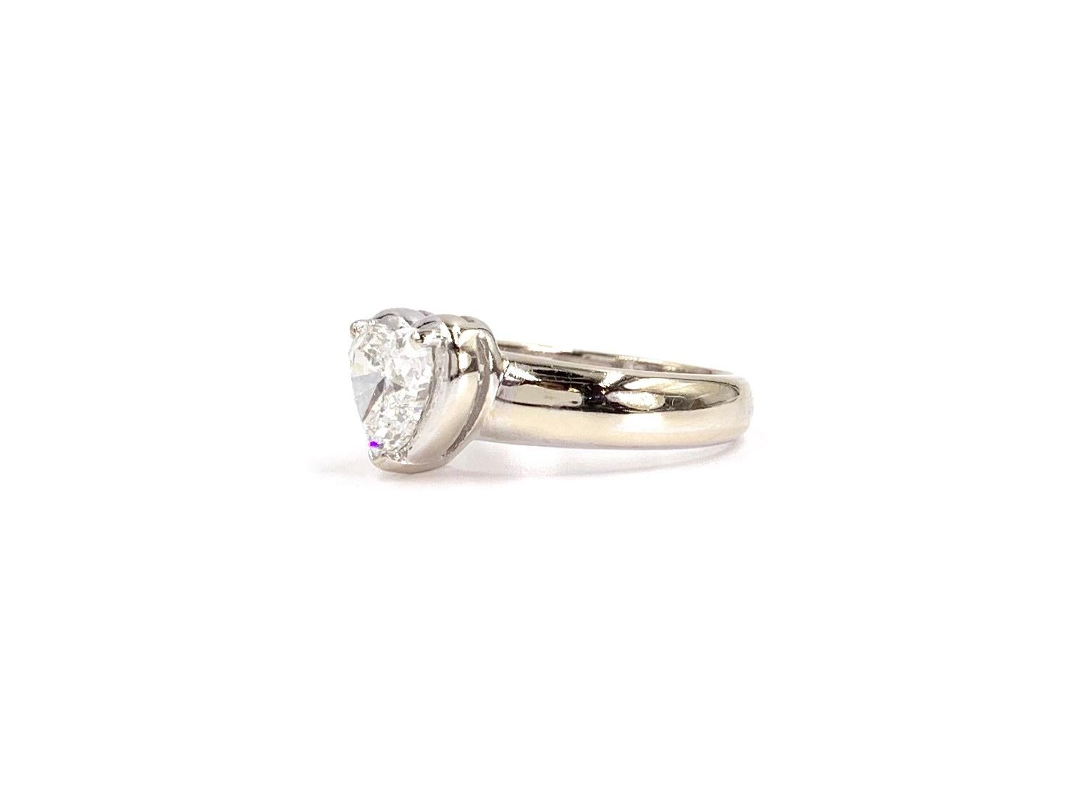 Women's 1.34 Heart Shape Diamond White Gold Solitaire Ring
