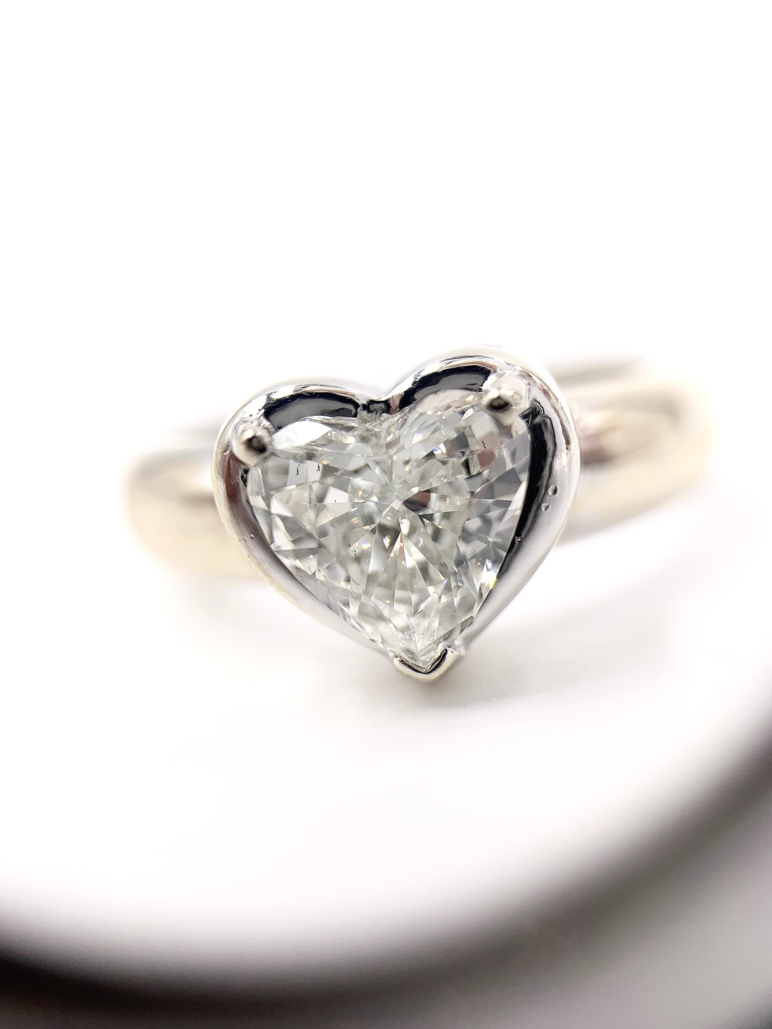 1.34 Heart Shape Diamond White Gold Solitaire Ring 3