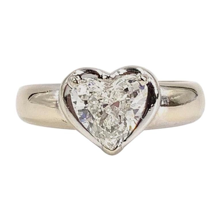 1.34 Heart Shape Diamond White Gold Solitaire Ring
