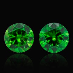 1.34 Vivid Green Natural Horsetail Inclusion Russian Demantoid Pair