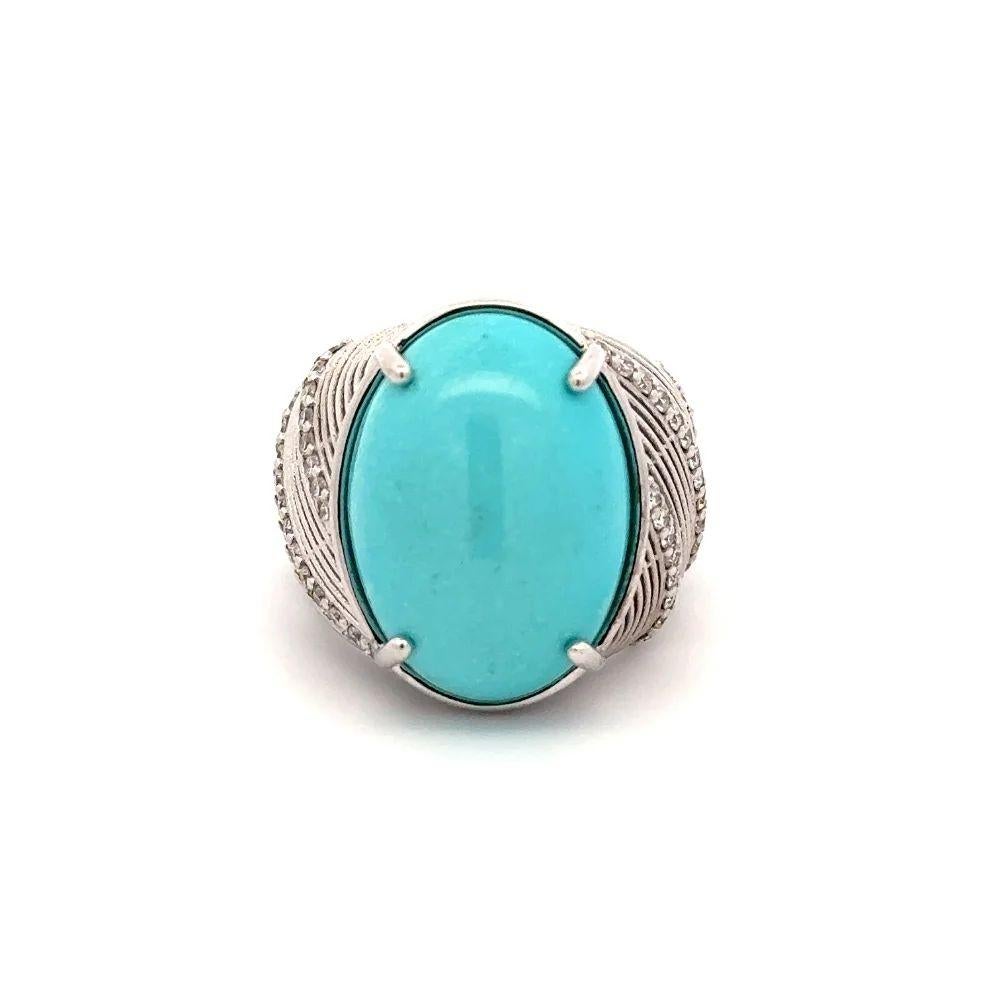 Anillo de oro de diseño firmado ZYDO de turquesa persa Bombay y diamante de 13,40 quilates Corte mixto en venta