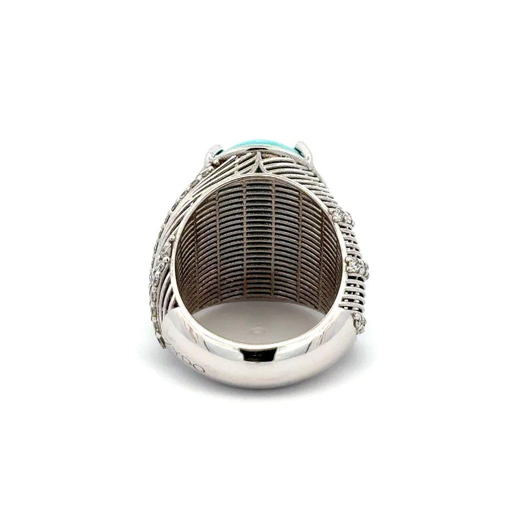Anillo de oro de diseño firmado ZYDO de turquesa persa Bombay y diamante de 13,40 quilates en Excelente estado para la venta en Montreal, QC