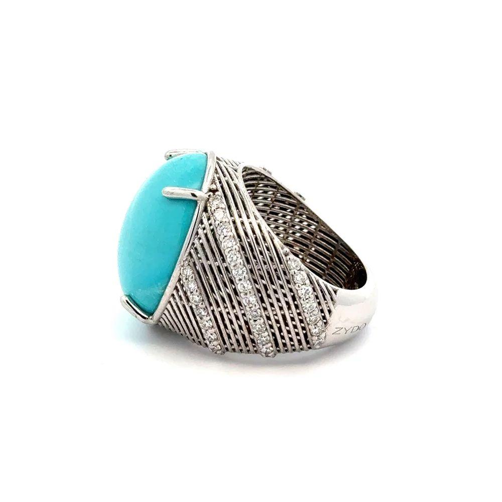 De las mujeres Anillo de oro de diseño firmado ZYDO de turquesa persa Bombay y diamante de 13,40 quilates en venta