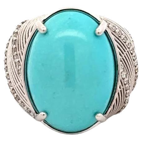Anillo de oro de diseño firmado ZYDO de turquesa persa Bombay y diamante de 13,40 quilates en venta
