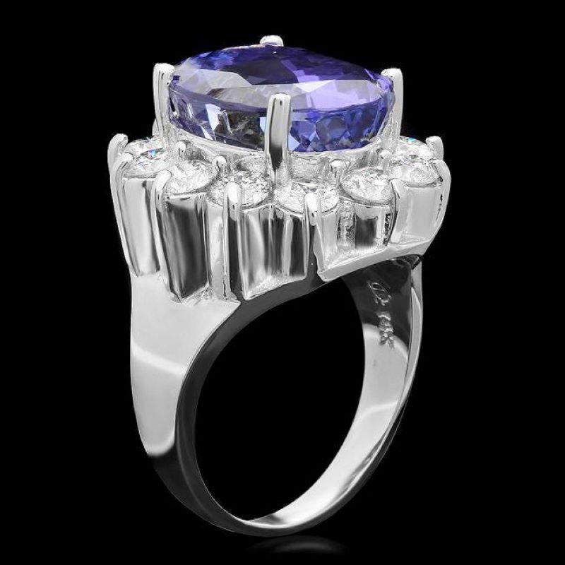 13.40 Carats Natural Tanzanite and Diamond 14K Solid White Gold Ring

Total Natural Tanzanite Weight is: Approx. 11.40 Carats 

Tanzanite Measures: Approx. 14.00 x 10.00mm

Natural Round Diamonds Weight: Approx. 2.00 Carats (color G-H / Clarity