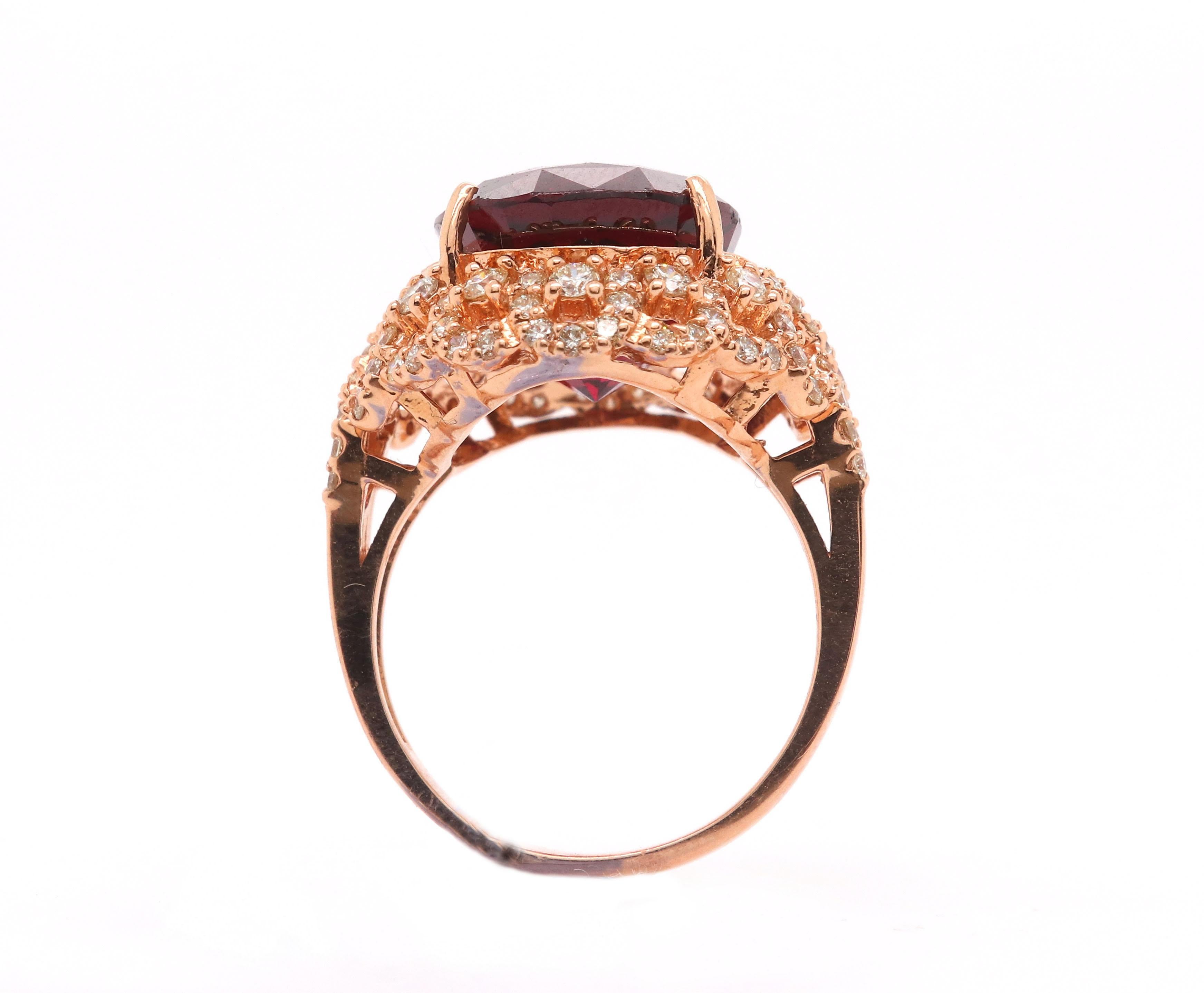 Contemporary 13.41 Carat Oval Rubellite and Diamond Ring