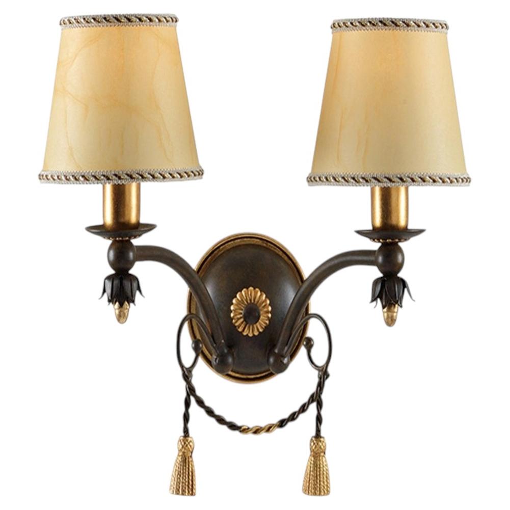 1342/A2 Double Arm Brown Wall Sconce Metal