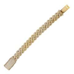 Bracciale A Link Cubano con pavé di diamanti da 13,42 carati 14 carati in stock