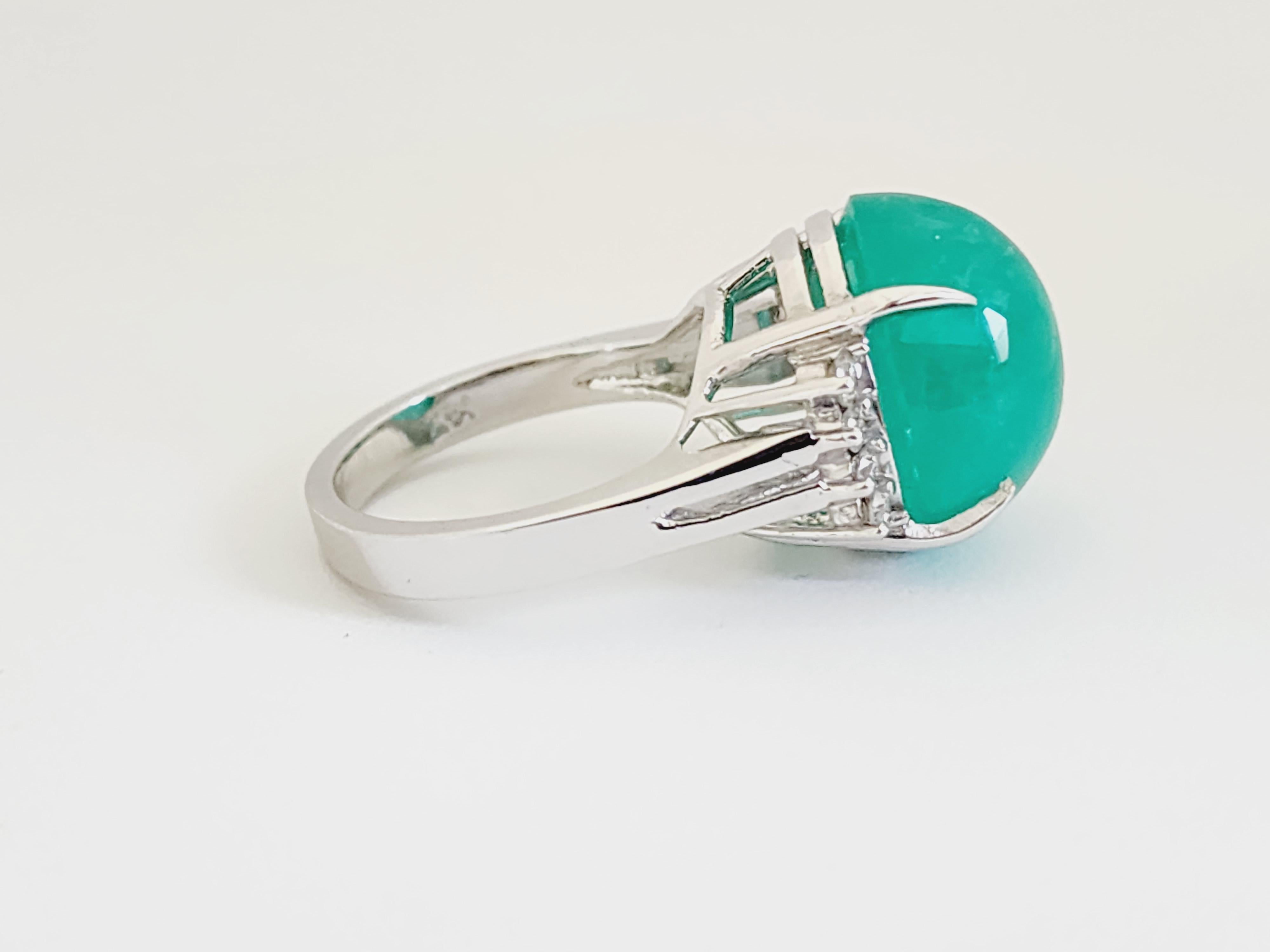 Women's 13.42 Carat Genuine Colombian Emerald 14 Karat Diamond Ring