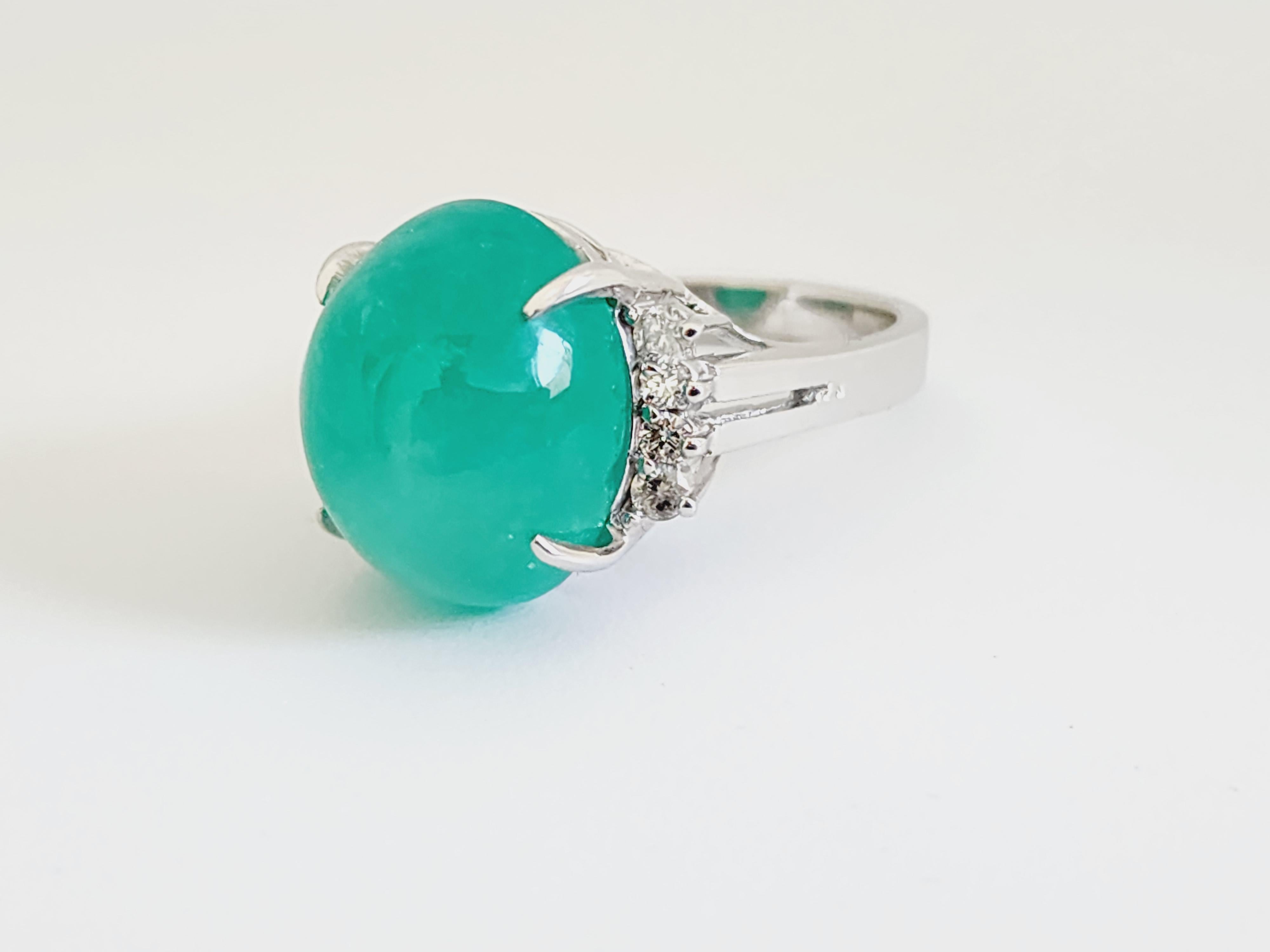 13.42 Carat Genuine Colombian Emerald 14 Karat Diamond Ring 2
