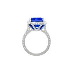 13.42 Carat Round Brilliant Statement Royal Blue Sapphire 18K Gold