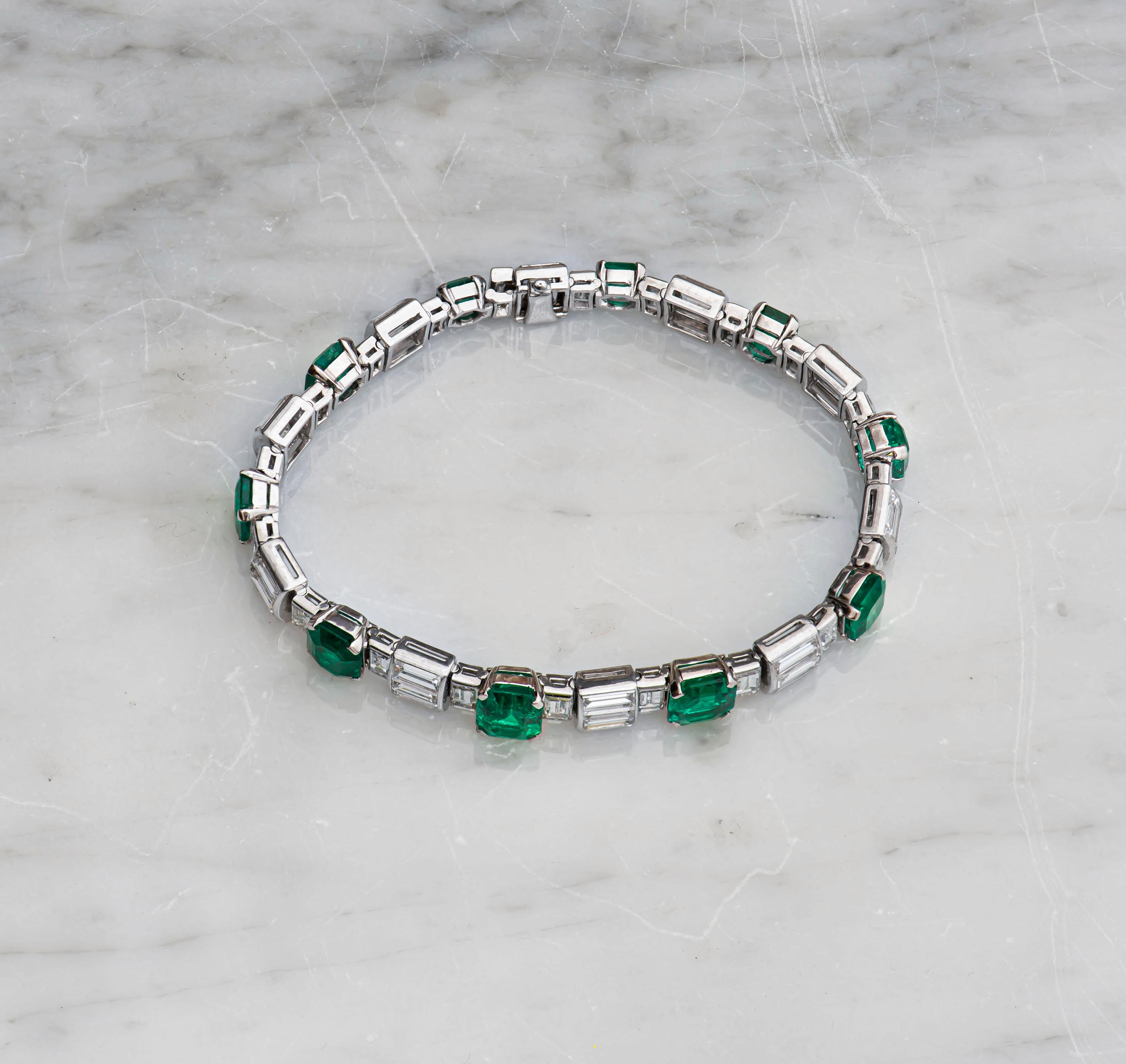 Emerald Cut 13.42ct Rare No-Oil Natural Colombian Emeralds 'GIA', Vintage, Fine Diamonds