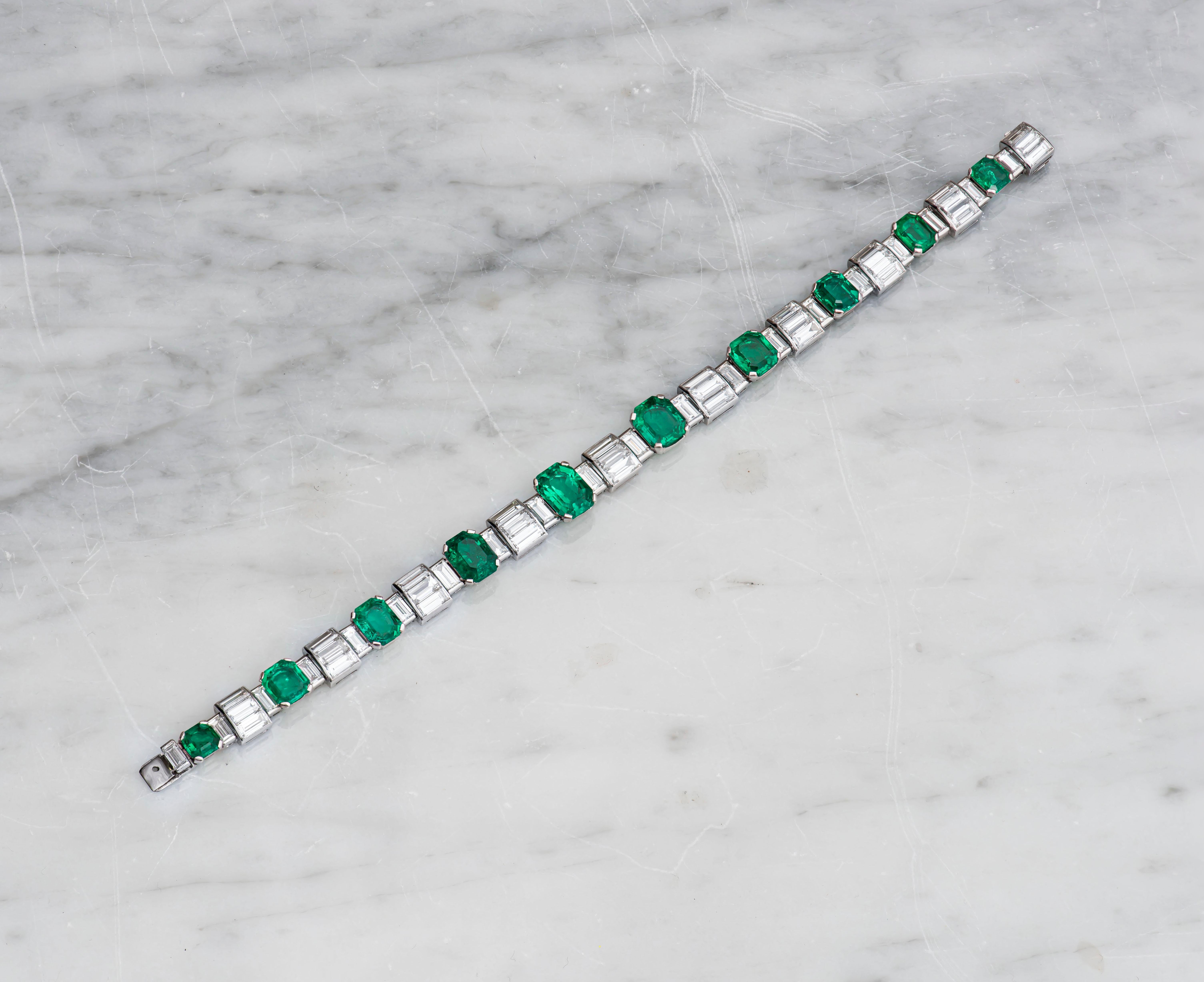 13.42ct Rare No-Oil Natural Colombian Emeralds 'GIA', Vintage, Fine Diamonds In Excellent Condition In Houston, TX