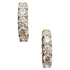 13.42 cttw Large Round Natural Diamond Hoop Earrings in 18k Yellow Gold
