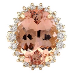 Natural Morganite Diamond Ring In 14 Karat Yellow Gold