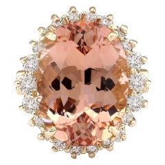 Natural Morganite Diamond Ring In 14 Karat Yellow Gold 