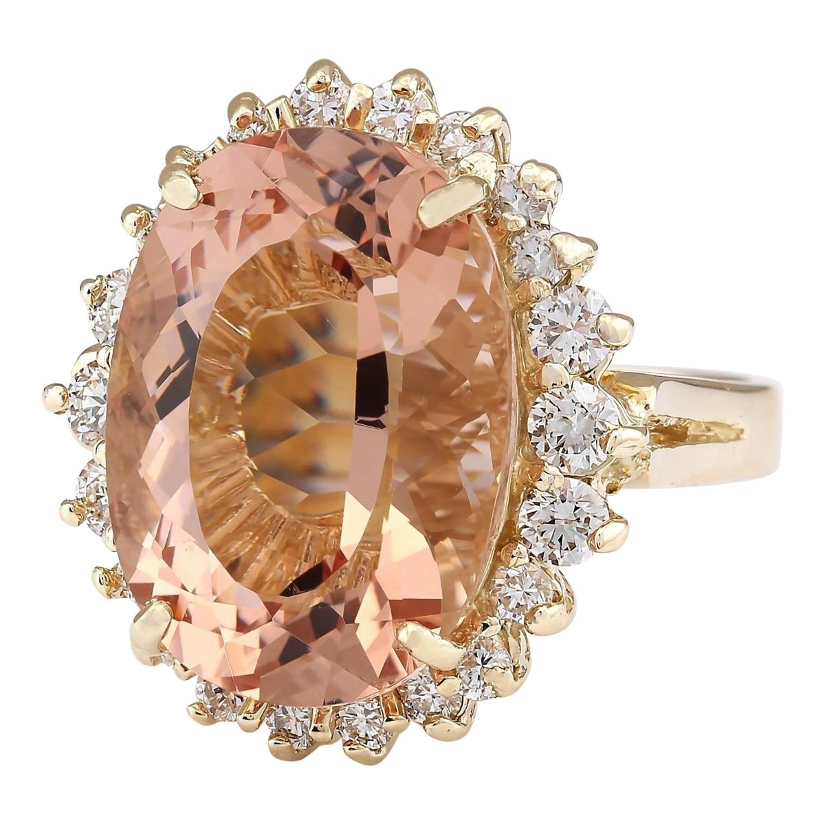 Stamped: 14K Yellow Gold
Total Ring Weight: 10.0 Grams
Total Natural Morganite Weight is 12.38 Carat (Measures: 18.00x13.00 mm)
Color: Peach
Total Natural Diamond Weight is 1.05 Carat
Color: F-G, Clarity: VS2-SI1
Face Measures: 22.00x19.80 mm
Sku: