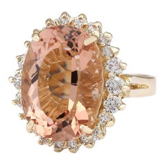 Natural Morganite Diamond Ring In 14 Karat Yellow Gold
