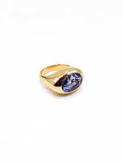 13.43 cts. Unheated Step Cut Oval Ceylon Sapphire Signet Ring