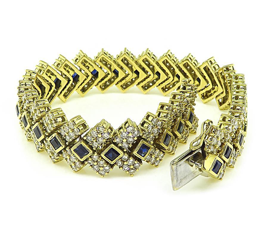 13.44ct Diamond 5.60ct Sapphire Gold Bracelet In Good Condition In New York, NY