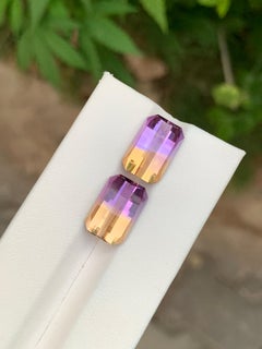 13.45 Carat Natural Loose Ametrine Pair Pixel Cut Gemstone