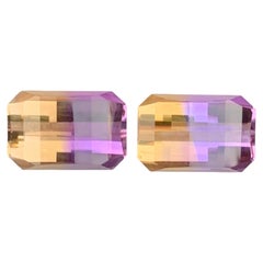 13.45 Carat Natural Loose Ametrine Pair Pixel Cut Gemstone