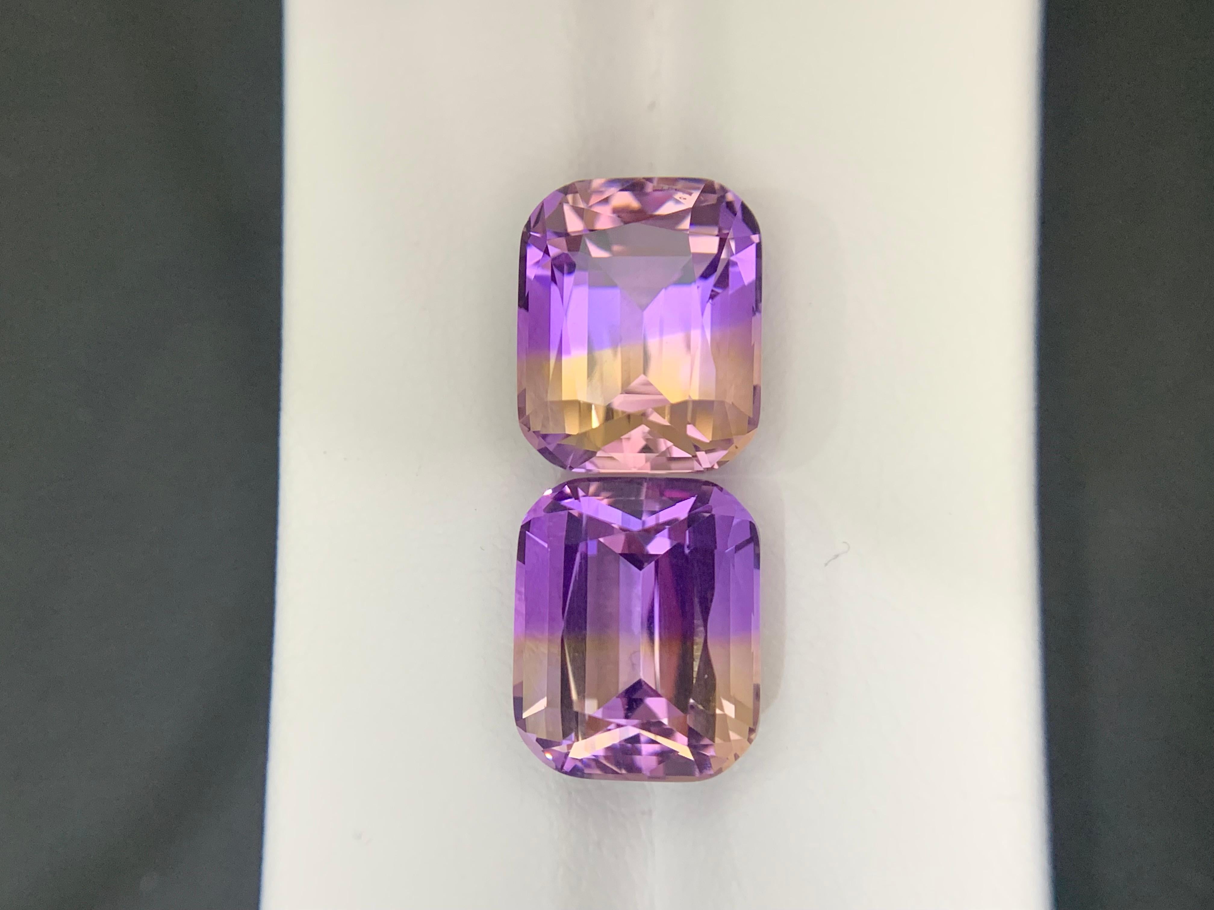 13,45 Carati Nature sfaccettati Ametrine Coppia di gemme in vendita 5