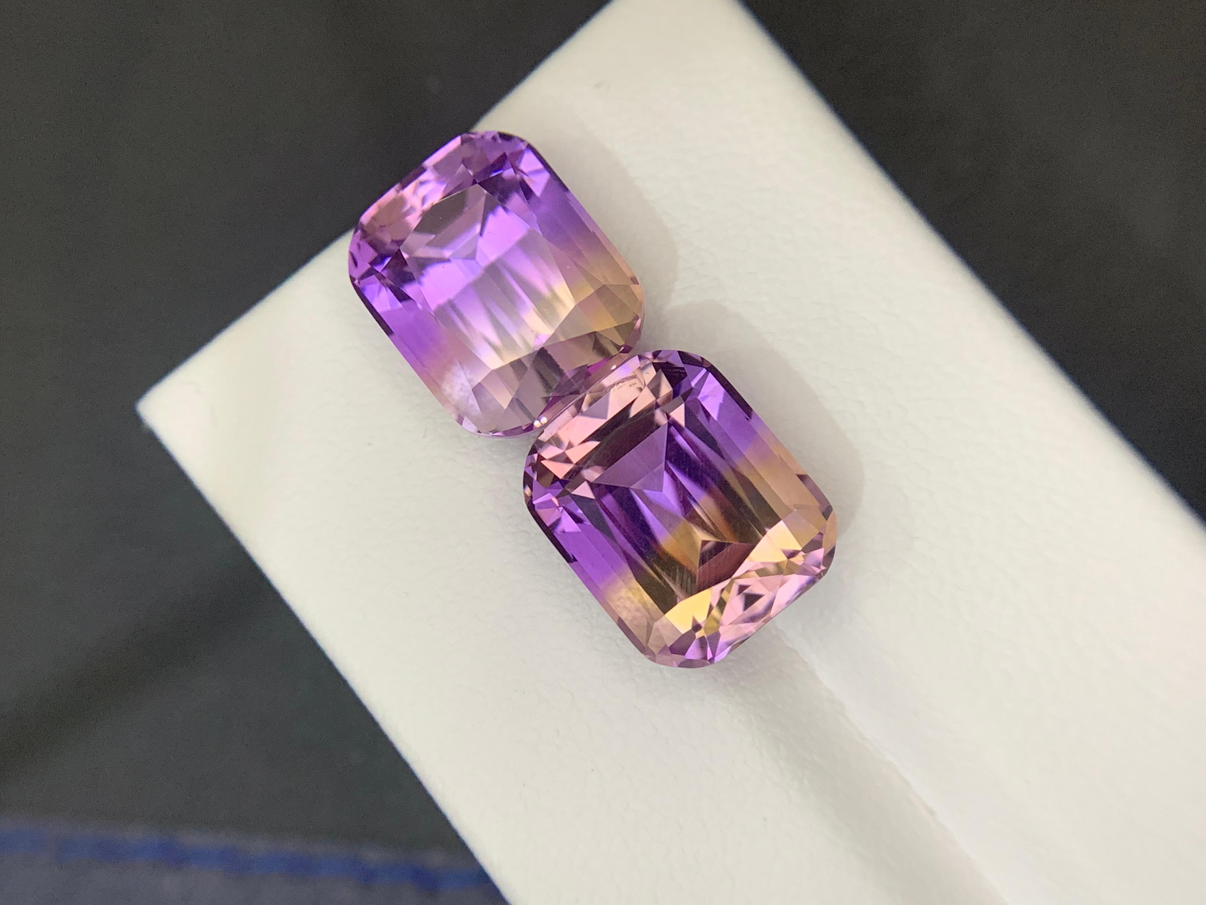 13,45 Carati Nature sfaccettati Ametrine Coppia di gemme in vendita 7