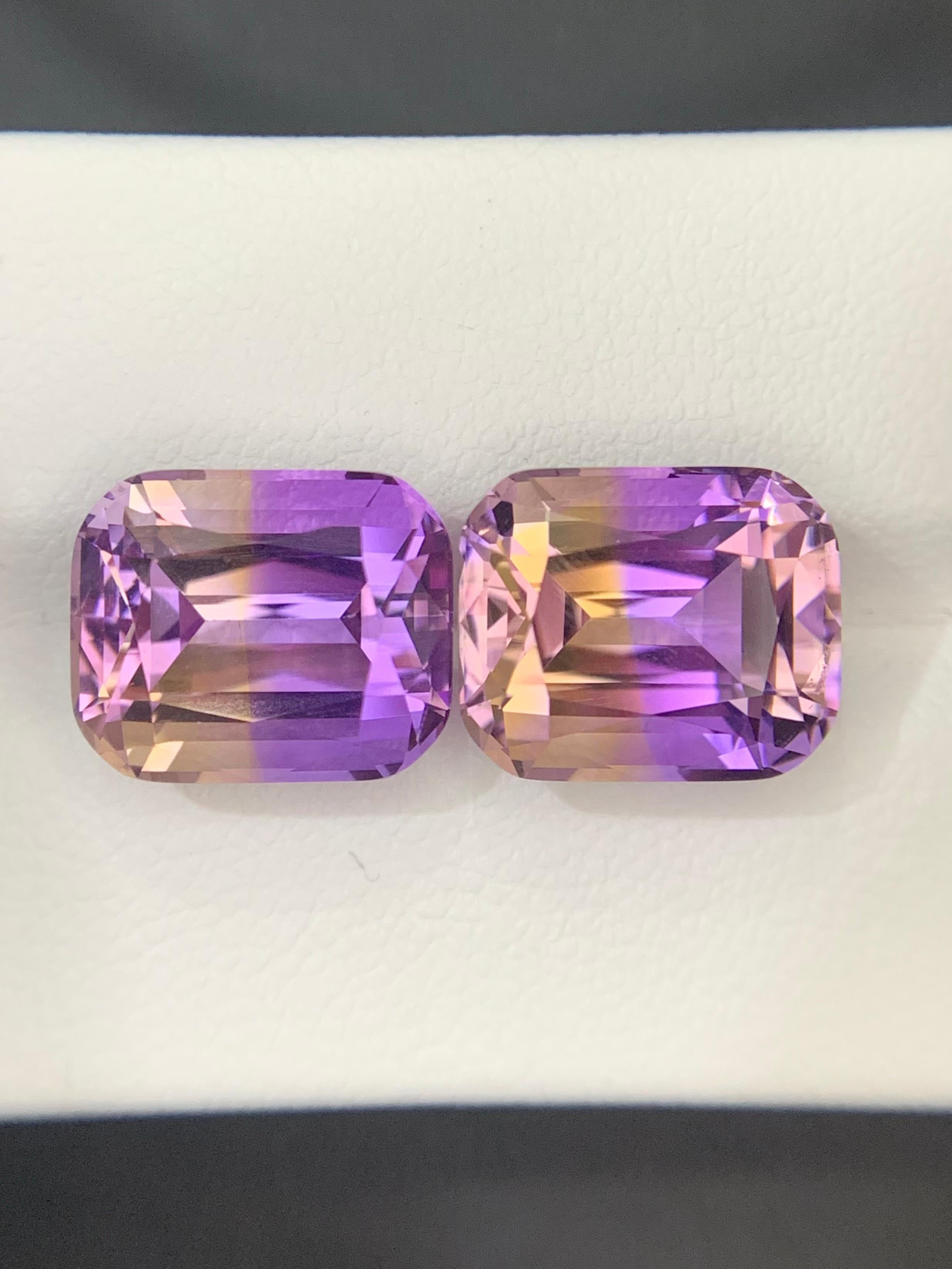 Coppia di ametrine sciolte

Peso: 13,45 carati
Dimensioni: 12,1 x 10,1 x 8,3 Mm e 12,1 x 10 x 8,1 Mm
Origine: Bolivia
Forma: Cuscino
Certificato: Su richiesta
.
L'ametrina è una gemma bicolore unica nel suo genere (una miscela naturale di ametista e