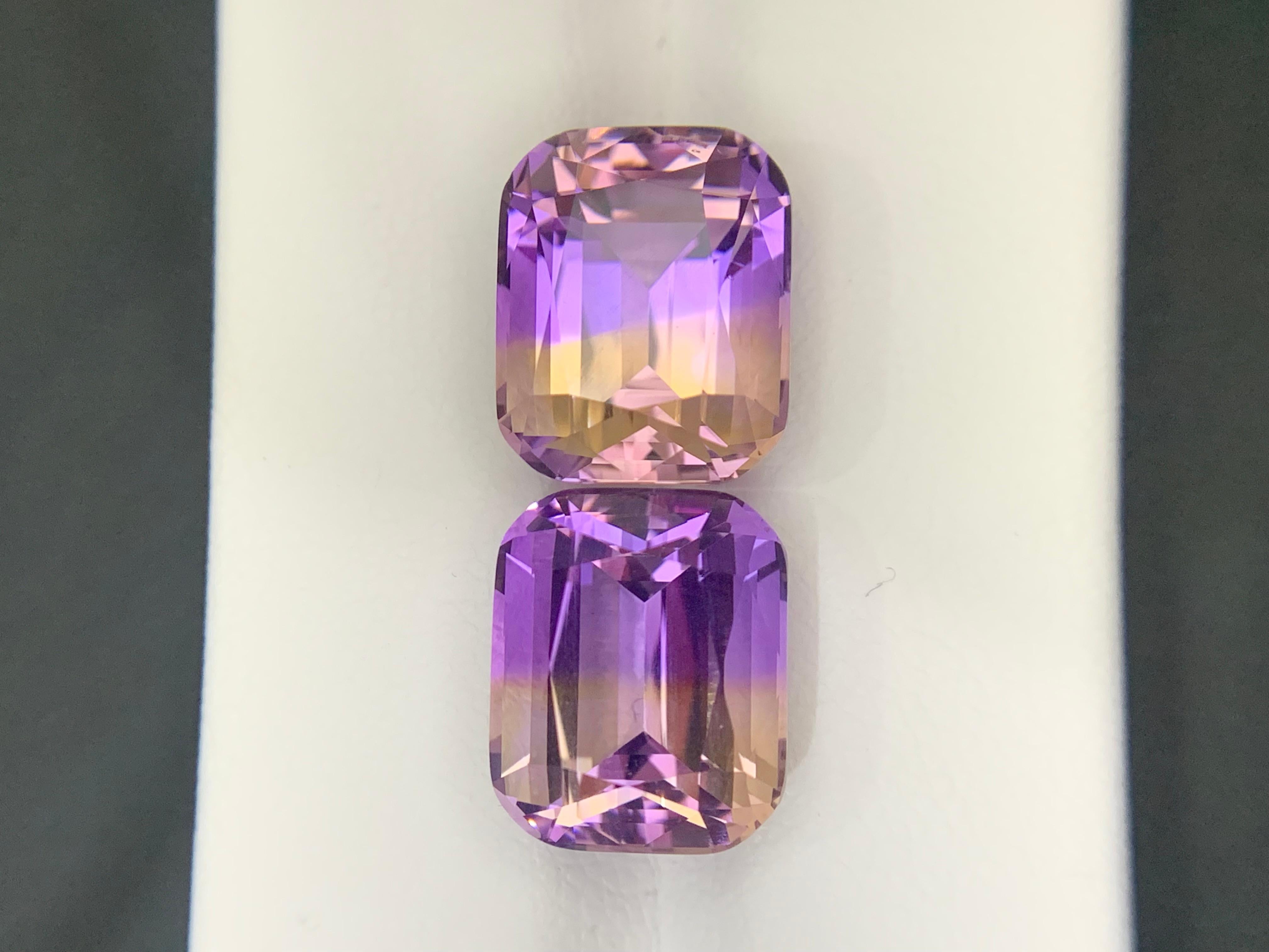 da uomo o donna 13,45 Carati Nature sfaccettati Ametrine Coppia di gemme in vendita