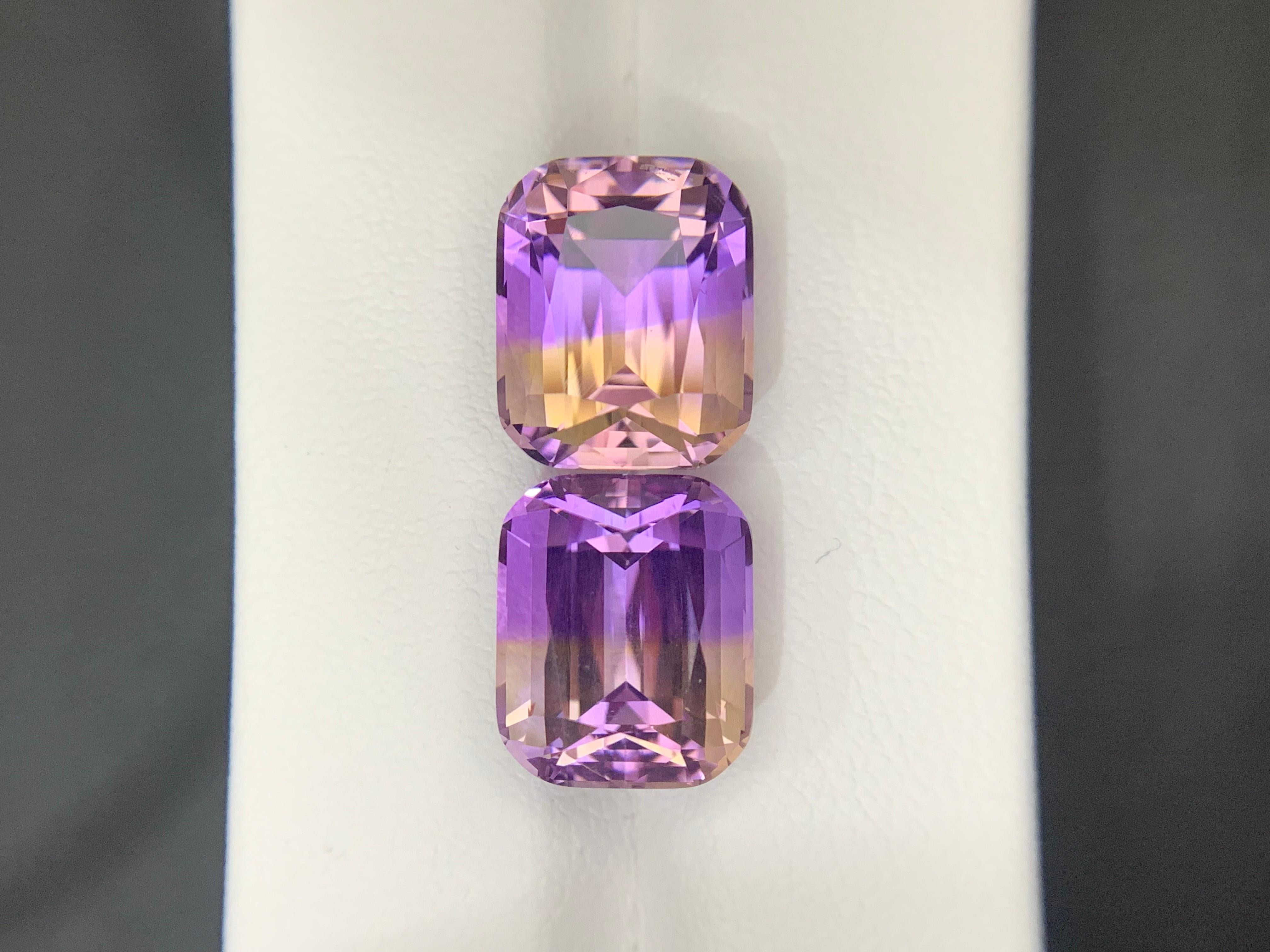 13,45 Carati Nature sfaccettati Ametrine Coppia di gemme in vendita 2