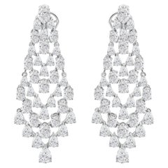13.45 Ct Natural Oval & Pear Shaped Diamond Chandelier Earrings 18K White Gold