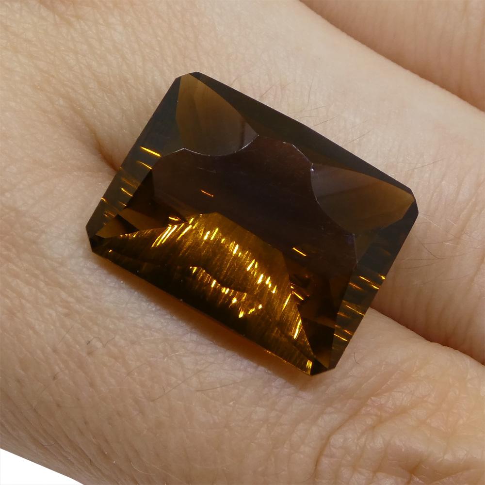Description:

 

Gem Type: Smoky Quartz
Number of Stones: 1
Weight: 13.45 cts
Measurements: 18x13.70x8 mm
Shape: Emerald Cut
Cutting Style: Fantasy Cut
Cutting Style Crown: Step Cut
Cutting Style Pavilion: Step Cut
Transparency: Transparent
Clarity: