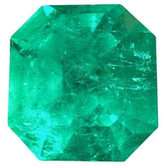13,46ct Verde scuro Asscher Cut Gemma colombiana 14,5x14 Pietra di nascita di maggio autentica