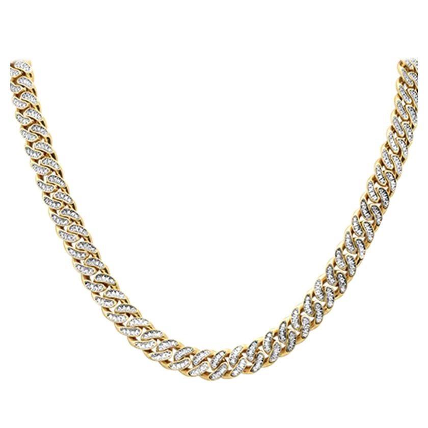 13.46ct Diamond Micro Pave Round Cuban 
