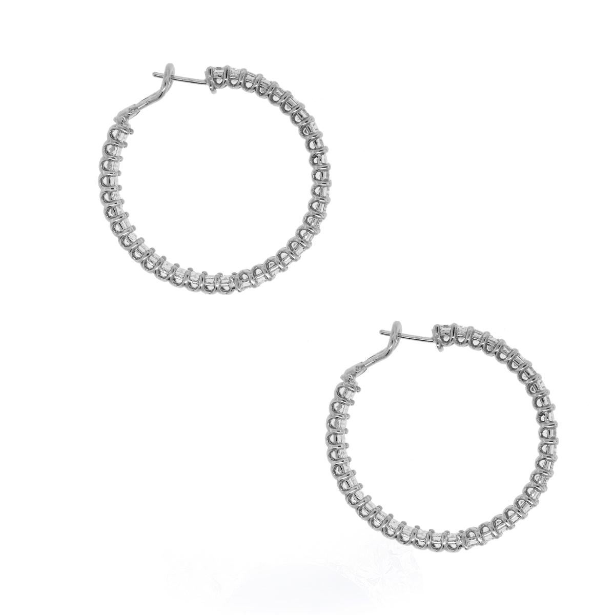 13.47 Carat Diamond Hoop Earrings In New Condition In Boca Raton, FL