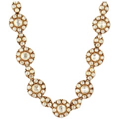 13,48 Karat Diamant-Halskette aus 14 Karat Gold mit Rosenschliff